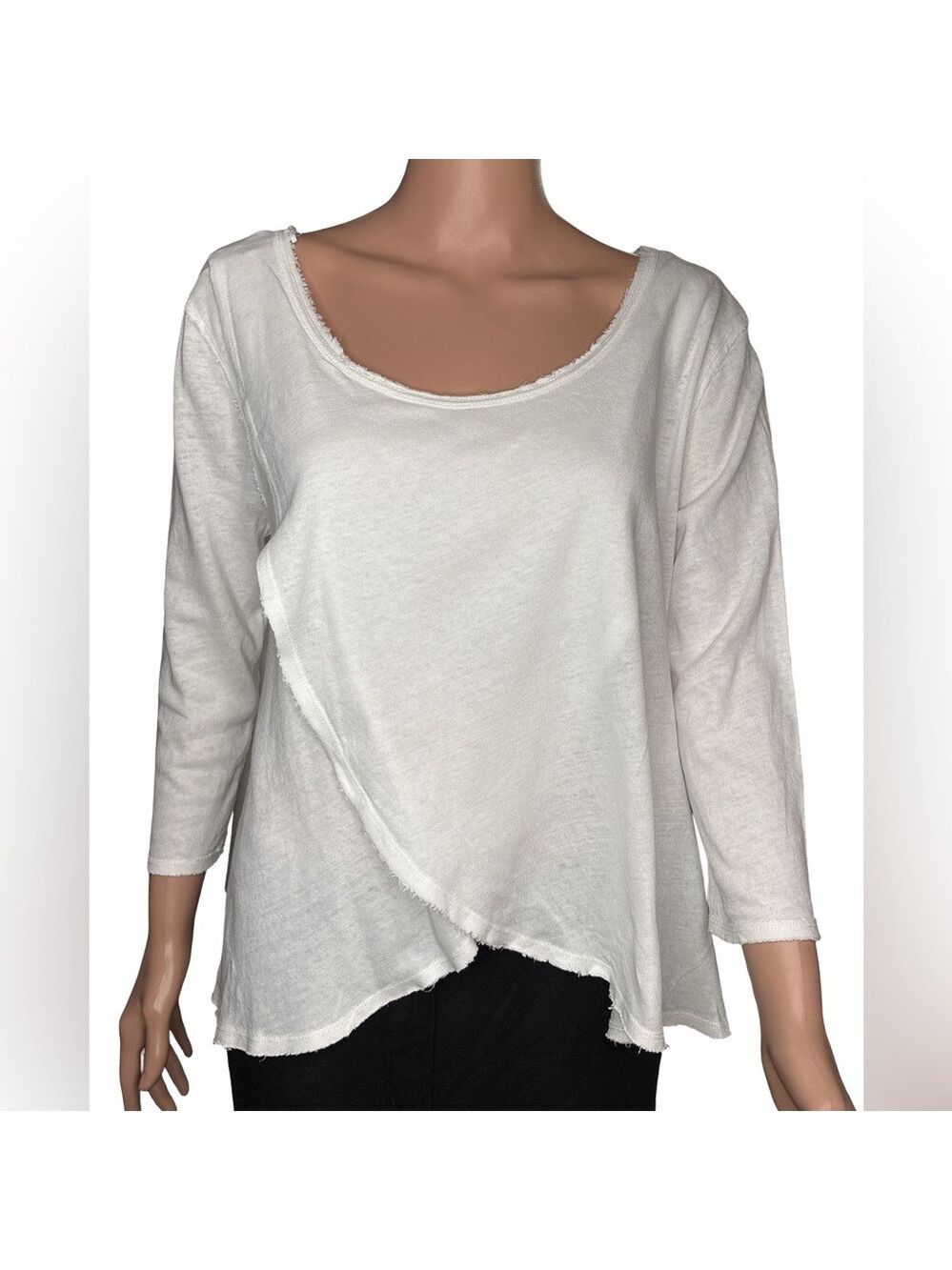 We The Free People Off-White Cotton Tee Small